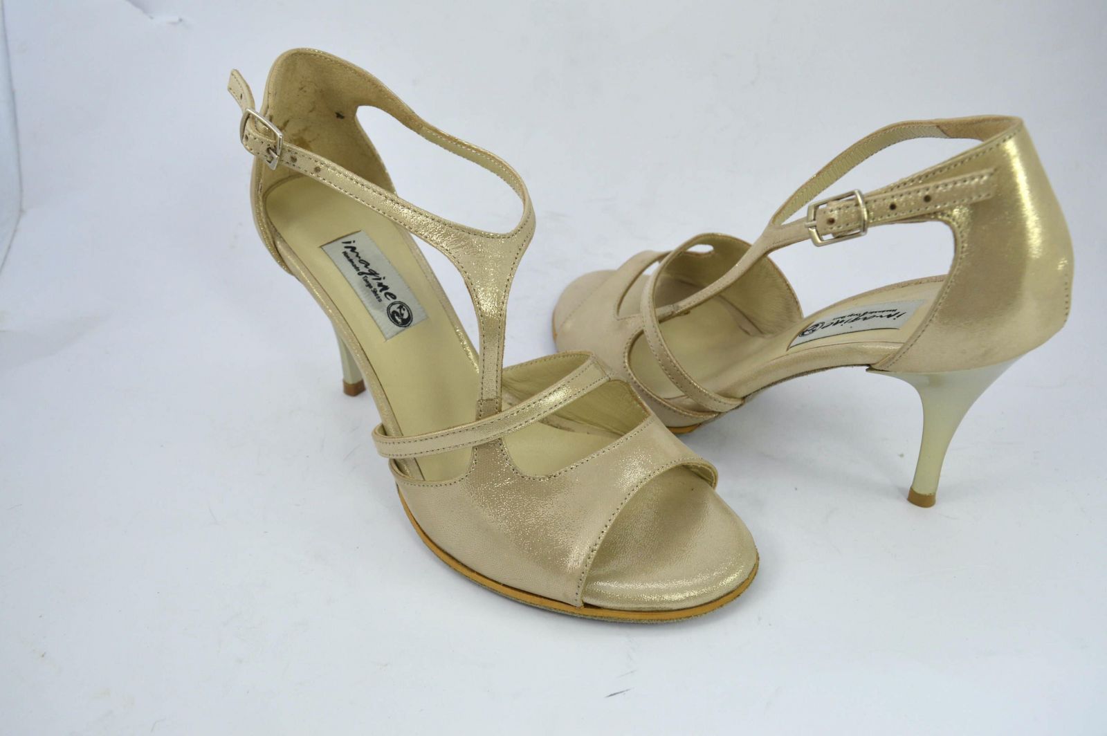 Brand new Open Toe model by soft beige-gold pearlised leather