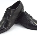 Men’s plain-toe tango dance shoe in black crocodile leather