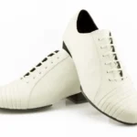 Men’s tango shoe made of white leather.
