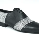Men’s tango shoe made of black and grey leather.
