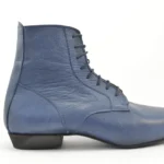 Tango dance ankle boot made of blue leather.